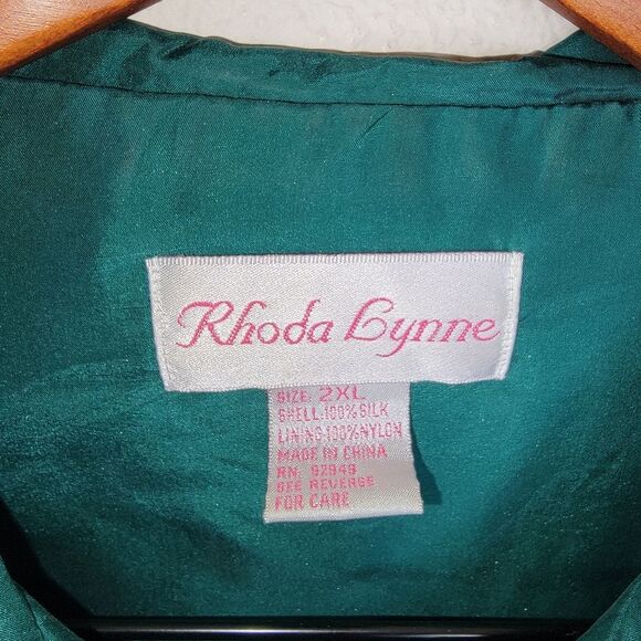 Rhoda Lynne Plus Silk 90s quilted & beaded bomber jacket set suit size 2xl - Picture 8 of 10